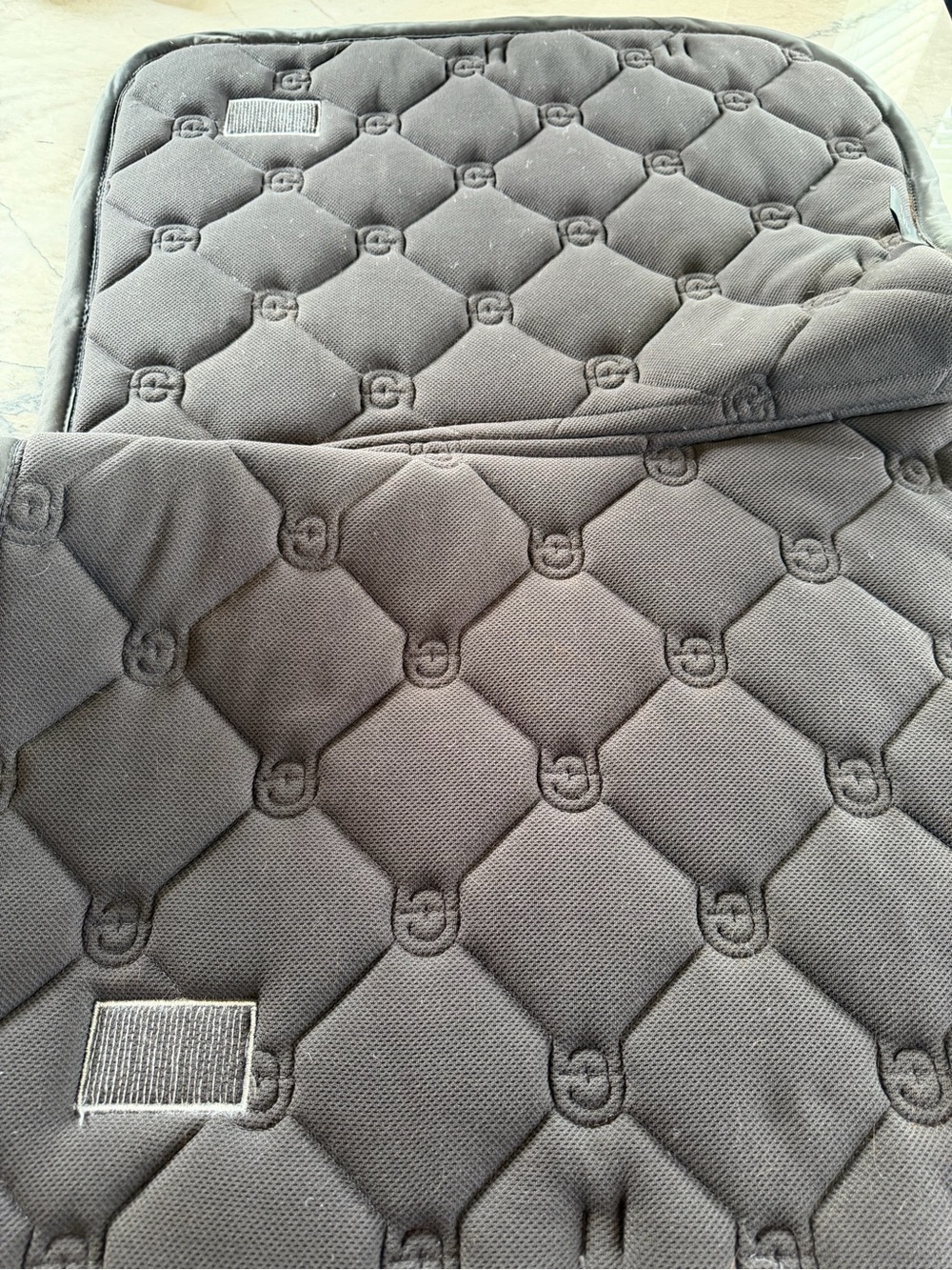 Equestrian Stockholm Quilted Saddle Pad in Dark Grey with Rose Gold Trim - Picture 10 of 14